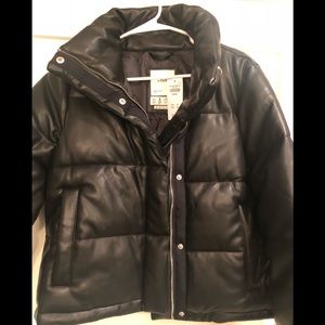 Abercrombie & Fitch Black Vegan leather puffer
